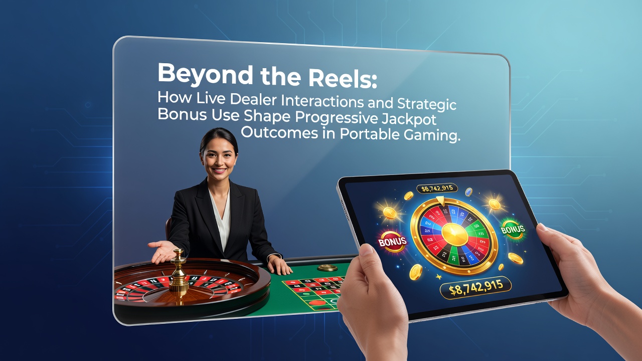 Mobile Gaming Szene mit Live-Dealer und progressiven Jackpot-Slots auf Smartphone