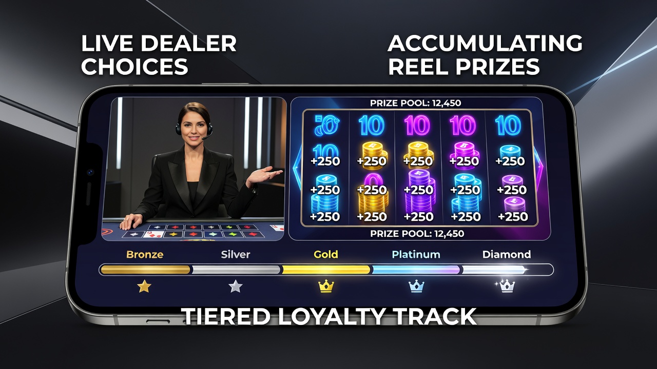 Nutzeroberfläche mit Loyalty-Tier-Anzeige und kumulierenden Jackpot-Zählern